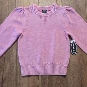 Scoop Women's Acid Wash Cotton Sweater With Long Puff Sleeves